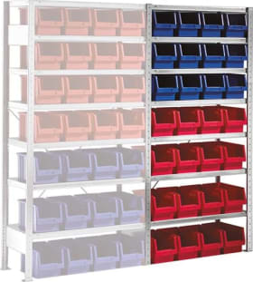 META Steckregal Meta-CLIP B1000xT400xH2000 mm Anbaufeld 7 Böden vzk Fachlast 100kg 28 Kästen