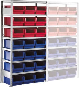 META Steckregal Meta-CLIP B1000xT500xH2000 mm Grundfeld 7 Böden vzk Fachlast 100kg 21 Kästen