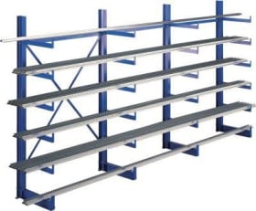 Schulte KragAnbauregalmregal K1000 B1250xT500xH2000 mm Anbaufeld blau Tragkraft 1200kg gesamt