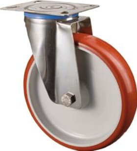 LENKROLLE POLYURE./EDELSTAHL RAD-Ø 80MM 100KG TRAGF. 4021885095420