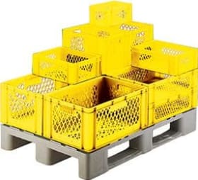 TRANSPORT-STAPELKASTEN 400X300X145MM GELB WAND U.BODEN DURCHB. 07500 02 24