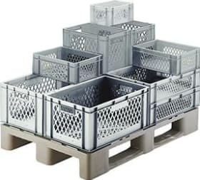 TRANSPORT-STAPELKASTEN 600X400X320MM GRAU WAND U.BODEN DURCHB. 07132 02 25