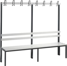 CP Garderobenbank einseitig B1960xT403xH1710 mm RAL 7021/Kst.-Leisten ohne Schurost, 6 Füße