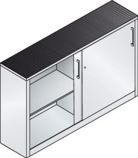 CP Schiebetürenschrank B1600xT400xH1000 mm RAL 7035, 2 Fachböden mit Mitteltrennwand