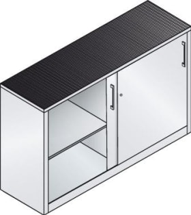 CP Schiebetürenschrank B1600xT500xH1000 mm RAL 7035, 2 Fachböden mit Mitteltrennwand