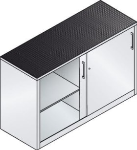 CP Schiebetürenschrank B1600xT600xH1000 mm RAL 7035, 2 Fachböden mit Mitteltrennwand