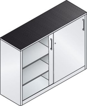 CP Schiebetürenschrank B1600xT500xH1000 mm RAL 7035, 4 Fachböden mit Mitteltrennwand