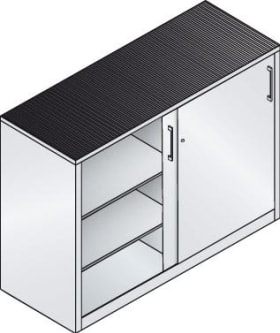 CP Schiebetürenschrank B1600xT600xH1000 mm RAL 7035, 4 Fachböden mit Mitteltrennwand