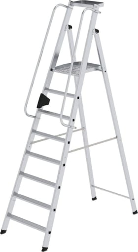 ALU-PLATTFORMLEITER EINSEITIG BEGEHBAR 8 STUFEN MIT PLATTFORM 50088