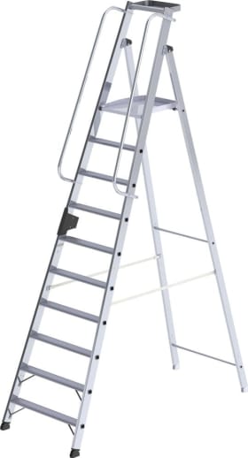 ALU-PLATTFORMLEITER EINSEITIG BEGEHBAR 10 STUFEN MIT PLATTFORM 50090