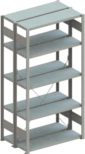 META Doppel-Steckregal CLIP B1000xT2x600xH2000 mm Grundfeld 2x5 Böden RAL7035 Fachlast 230kg