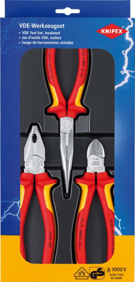 KNIPEX ELEKTRO-PAKET 00 20 12 3-TLG. ZANGEN 03 06 180, 26 16 200, 70 06 160