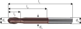 FORUM KUGELFRÄSER DIN 6535-HA VHM TYP N TIALN Z2 EXTRA LANG 3,0MM