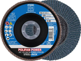 PFERD FÄCHERSCHLEIFSCHEIBE POLIFAN® Z SG POWER STEELOX 115X22 MM K 40 GERADE