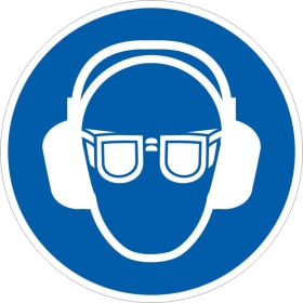 SafetyMarking Gebotsschild Folie D50 mm Gehör/Augenschutz benutzen 6 Stk.pro Bogen