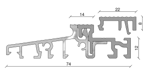 TÜRSCHWELLE "COMBI" 74MM OH.WÄRMEBRÜCKE ALU EV1/PVC GRAU M.SCHUTZFOLIE TS57412