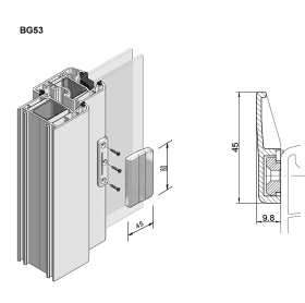 GLASFALZGRIFF (BG 517040) BG 537001 SILBERGRAU