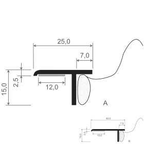 ANSCHLUSS-DICHTPROFIL 25X15 MM M.SELBSTKL. 0782515 D (VE=60 MTR.)