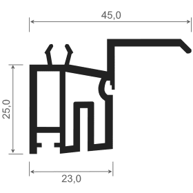 VEKA-TOPLINE FBK.-ANSCHL. 25MM REG.BUNT 6,5M F.ARRETIERKLAMMERN 351 RB