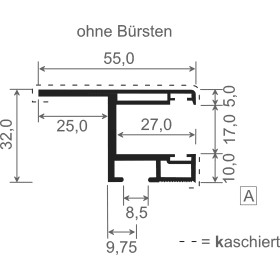 ROLLLADENFÜHRUNG 55X32 LG. 6 MTR. MIT NASE MAHAGONI 209 900N/B2 K 7013