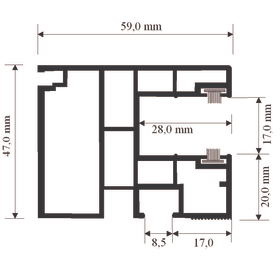 ROLLLADENFÜHRUNG M927/B2 MAXI-FR UNIV.59X47WE.M.GRAUER BÜ.(VE=39 M)