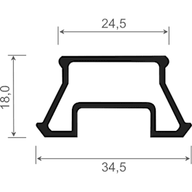 TRANSPORTPROFIL 24,5/18/34,5MM 341 RB PASS.ZU SYSTEM THYSSEN U. SCHÜCO