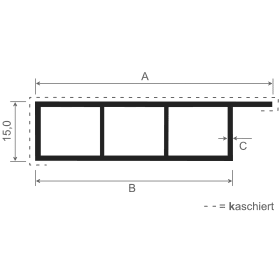 VERKLEIDUNGSPROFIL 284 80X15X65X1,4 MM WEISS M.NASE