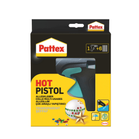 Pattex Heißklebepistole Hot Pistol Starter Set 1x Heißklebepistole schwarz in Mischung und 6x Hotmelt Heißklebesticks