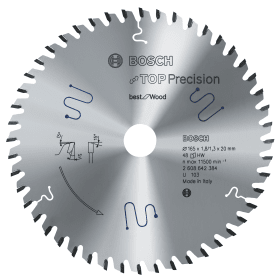 Bosch Kreissägeblatt Top Precision Best for Wood, 165 x 20 x 1,8 mm, 48