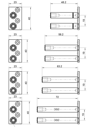TECTUS-BEFESTIGUNGS-SET TE732 3D 58,2 H66 EDELSTAHL (VE=2 SATZ)