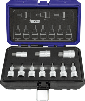 Schraubendrehereinsatz- Satz Innensechskant 1/2" 4-19mm 10-teilig FORUM