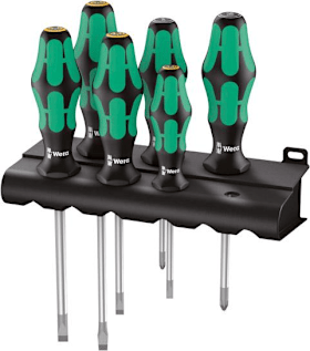 WERA Schraubendrehersatz Kraftform Plus Lasertip + Rack, 6-tlg.
