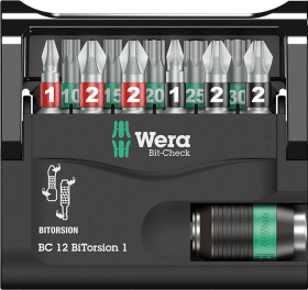 WERA BIT-CHECK 12 BITORSION 1 PH PZ TX 25 MM 12-TLG. 05057420001