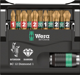 WERA BIT-CHECK 12 DIAMOND 1 PH PZ TX 25 MM 12-TLG. 05057421001