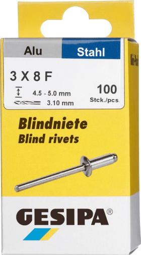 GESIPA BLINDNIET MINI-PACK ALU/STAHL STD 3,0X 8MM 100 ER PACK 1433531 6304214