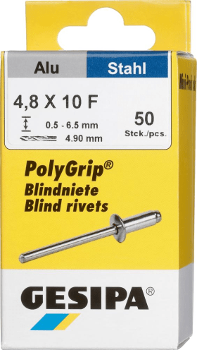 GESIPA BLINDNIET MINI-PACK POLYGRIP® ALU STAHL 4,8 X 10 MM 50 ER PACK 1433850