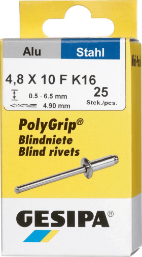 GESIPA BLINDNIET MINI-PACK POLYGRIP® ALU STAHL 4,8 X 10 MM K16 25 ER PACK 1433852