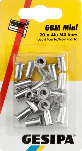 Blindnietmuttern Alu im Mini-Pack M4 kurz GESIPA