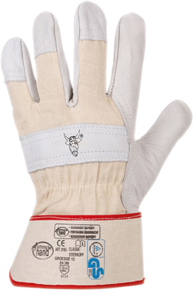 STRONG RINDVOLLLEDERHANDSCHUH STIERKOPF CLASSIC NATUR GR.9 0162/9