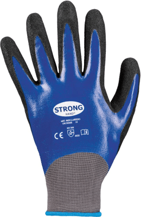 STRONG NITRILHANDSCHUH LAREDO 0634 KPL. BESCHICHTET BLAU-SCHWARZ GR.10