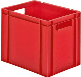 LA-KA-PE Transport-Stapelkasten B400xT300xH320 mm rot, geschlossen mit Griffloch