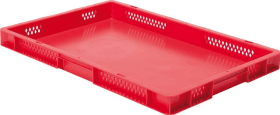 LA-KA-PE Transport-Stapelkasten B600xT400xH50 mm rot, geschlossen ohne Griffloch