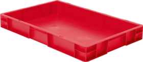 LA-KA-PE Transport-Stapelkasten B600xT400xH75 mm rot, geschlossen ohne Griffloch