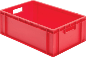 LA-KA-PE Transport-Stapelkasten B600xT400xH210 mm rot, geschlossen mit Griffloch