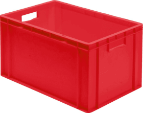 LA-KA-PE Transport-Stapelkasten B600xT400xH320 mm rot, geschlossen mit Griffloch