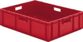 LA-KA-PE Transport-Stapelkasten B800xT600xH210 mm rot, geschlossen mit Griffloch