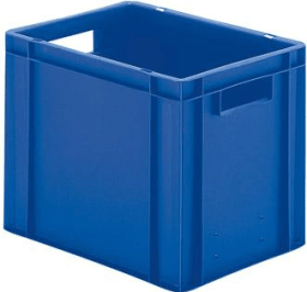 LA-KA-PE Transport-Stapelkasten B400xT300xH320 mm blau, geschlossen mit Griffloch
