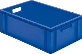 LA-KA-PE Transport-Stapelkasten B600xT400xH210 mm blau, geschlossen mit Griffloch