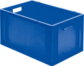 LA-KA-PE Transport-Stapelkasten B600xT400xH320 mm blau, geschlossen mit Griffloch