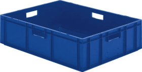 LA-KA-PE Transport-Stapelkasten B800xT600xH210 mm blau, geschlossen mit Griffloch